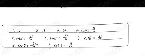 Solved 1 Opposite 2 Adjacent Hypotenuse 4 sin θ 7 csc θ 5