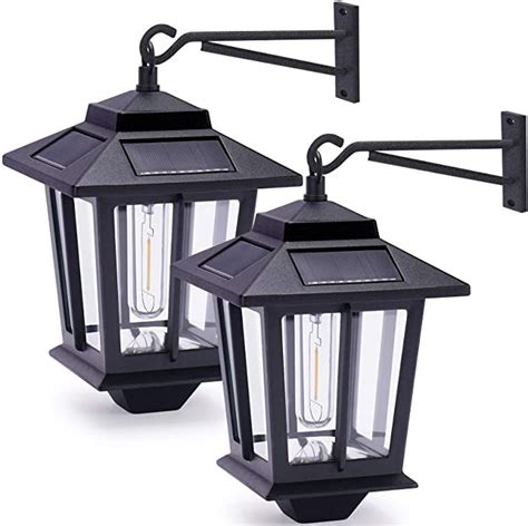 2 Pack Solar Wall Lanterns With 4 Solar Panels Dusk To Dawn Led Outdoor Wall Sconce Anti Rust