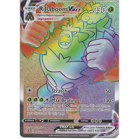 Pokemon Trading Card Game 193 192 Rillaboom VMAX Full Art Rainbow