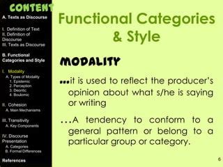 Stylistics Discourse And Context Function Ppt