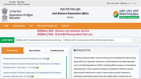 JEE Main Admit Card 2024 Live NTA JEE Mains Hall Ticket BTech BE