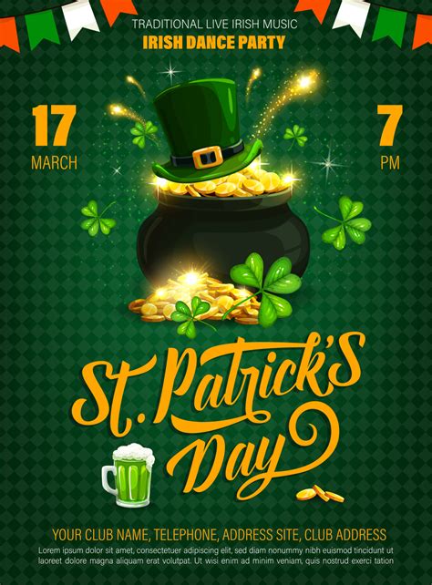 Patricks Day Party Poster Irish Religion Holiday 16541223 Vector Art At Vecteezy