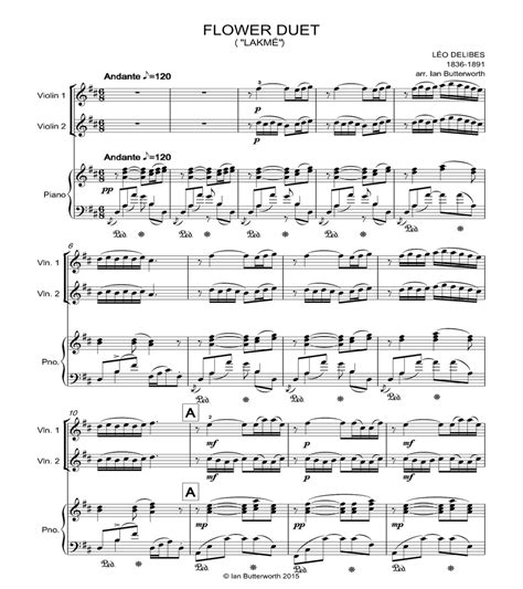 Delibes Flower Duet Lakmé For 2 Violins And Piano By Leo Delibes