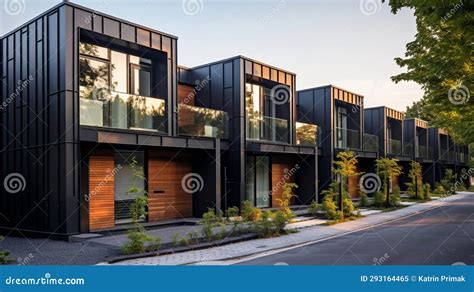 Modern Modular Private Black Townhouses Residential Architecture