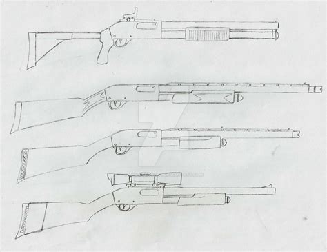 870 Shotguns Sketch By Davidskovach On Deviantart