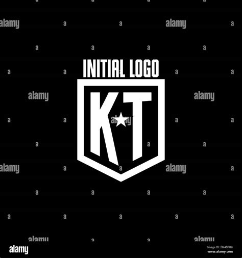 KT Initial Gaming Logo With Shield And Star Style Design Inspiration