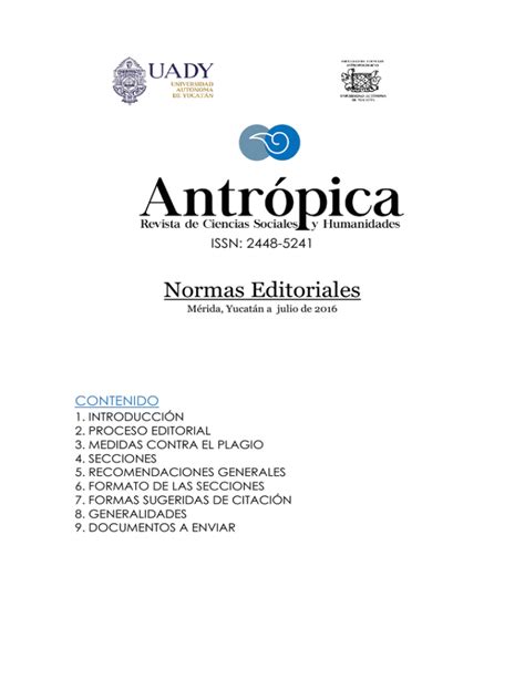 Normas Editoriales Facultad De Ciencias Antropológicas