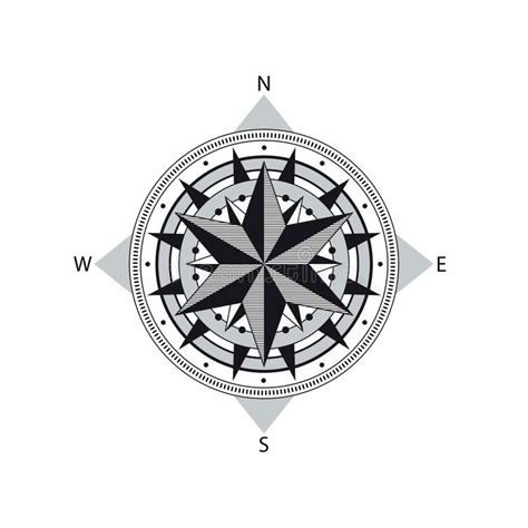 Compass Rose With Four Cardinal Directions North East South West