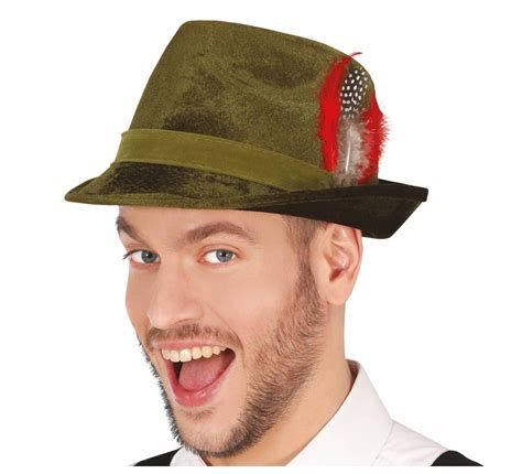 Cappello Tirolese Con Piuma Rossa