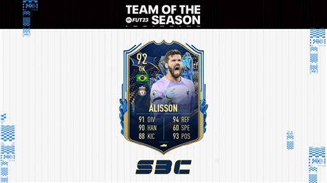 Fifa 23 Sbc Alisson Tots Annunciata La Carta Team Of The Season