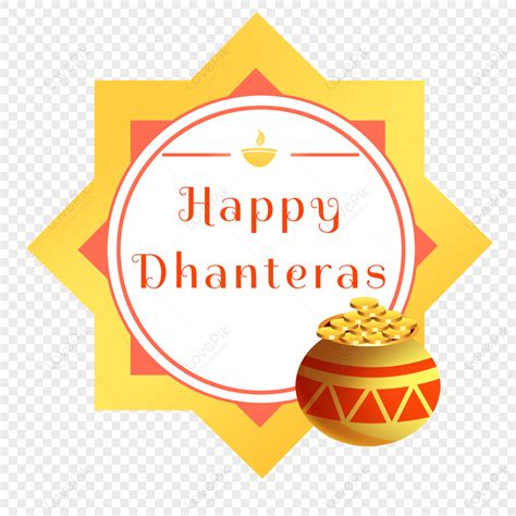 Happy Dhanteras Colored Gold Coin Decoration India Template Free PNG