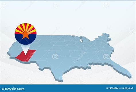 Arizona State Map On United States Of America Map In Perspective Stock Vector Illustration Of