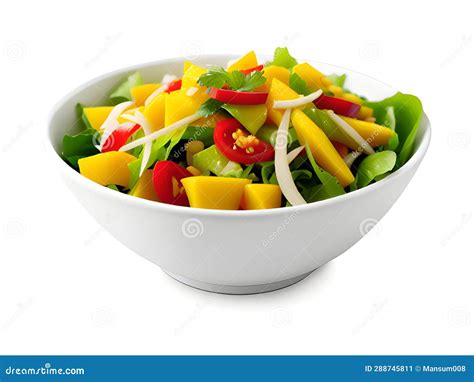 Bowl Of Mixed Vegetable Salad On White Background Ai Generated Stock