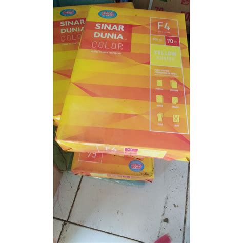 Jual Kertas Warna F4 70 Gsm Sidu Kertas Hvs Warna F4 70gr Sinar Dunia