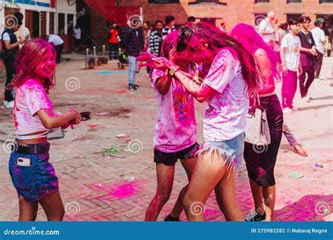 Holi Festival Happy Holi Celebration In Nepal Editorial Photography