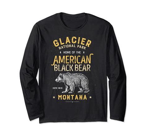 Glacier National Park T Shirt Vintage Montana Bear Men Women