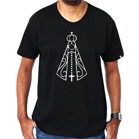 Camiseta Preta Masculina Nossa Senhora Aparecida Super Linda Camisa