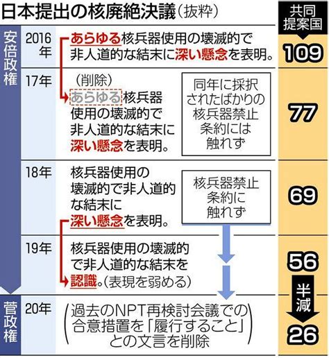 日本が提出した核廃絶決議案の賛同国が激減 国連総会で採択核兵器禁止条約に触れず：東京新聞 Tokyo Web