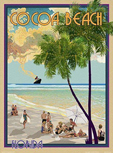 Cocoa Beach Florida Art Deco Style Vintage Poster