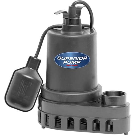 Superior 1 3 HP Thermoplastic Submersible Sump Pump W Tethered Float