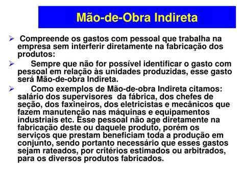 Mao De Obra Direta E Indireta - Mão De Obra Indireta - BRAINCP