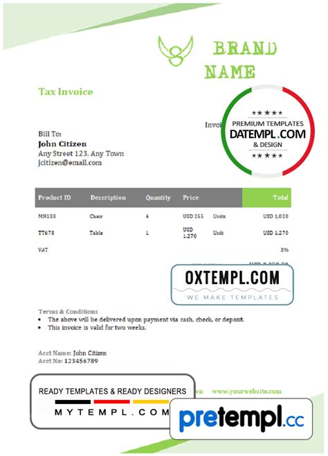 Flawless Blend Universal Multipurpose Invoice Example In Word And Pdf