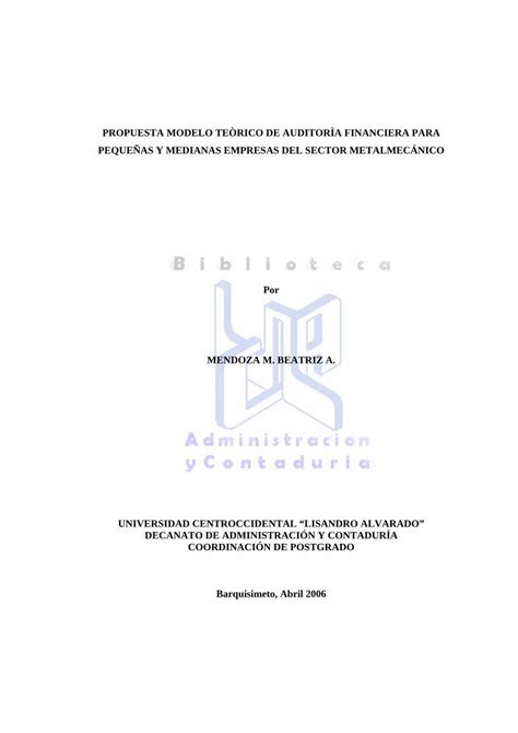 Pdf Propuesta Modelo Te Rico De Auditor A Bibadm Ucla Edu Ve Edocs