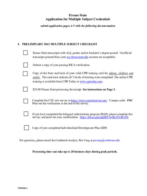 Fillable Online Fresno State Application For Single Subject Credentials