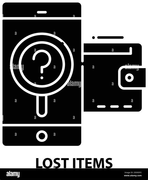 Lost Items Icon Black Vector Sign With Editable Strokes Concept