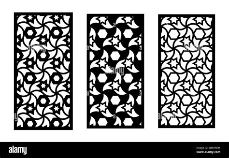 Jali laser pattern design. Set of decorative vector panels for laser cutting. Jali template for ...