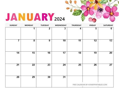 Free Printable January 2024 Calendar - 21 Cute Templates! | Free