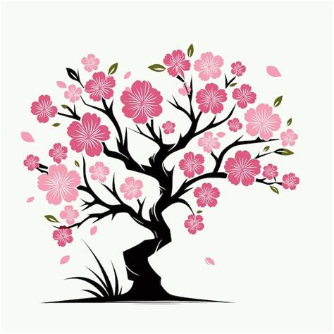 Premium Vector Cherry Blossom Tree Vector Illustration