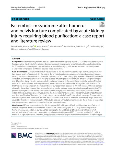 Pdf Fat Embolism Syndrome After Humerus And Pelvis Fracture