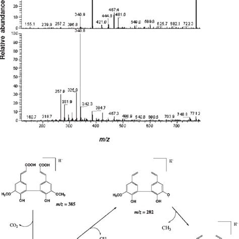 Mass Spectrum Upper Figure And The Putative Fragmentation Pathway