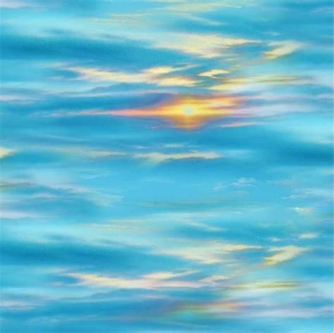 Cotton Fabric Nature Fabric Landscape Medley Sunset On A Turquoise