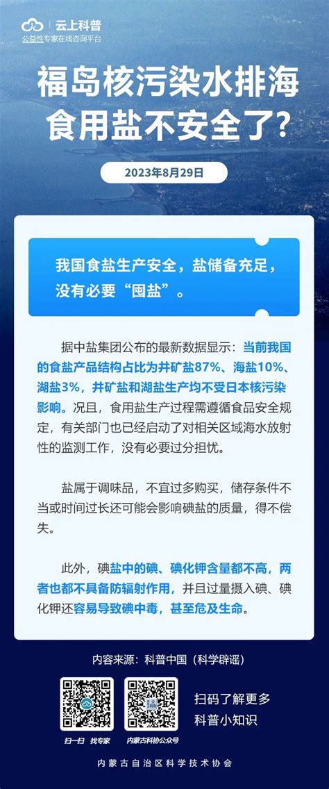 每日科普｜福岛核污染水排海 食用盐不安全了？澎湃号·政务澎湃新闻 The Paper