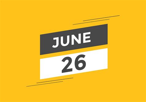 june 26 calendar reminder. 26th june daily calendar icon template ...