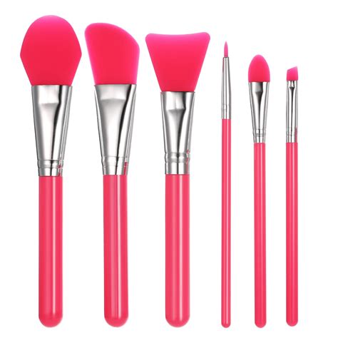 6pcs Silicone Makeup Brush Set Plastic Handle Facial Mask Foundation Brushes Cosmetic Eyeshadow