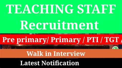 School Teacher Vacancy Pgt Tgt Prt Teacher Recruitment