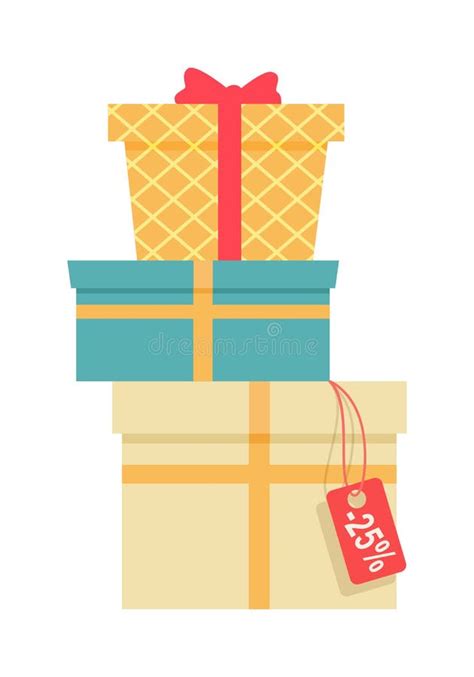 Big Pile Of Wrapped T Boxes Vector Sale Concept Stock Vector