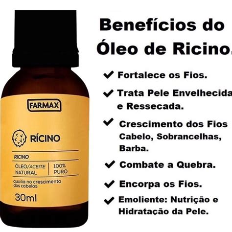 Oleo De Ricino Farmax 100 Puro Auxilia No Crescimento Dos Cabelos 30ml