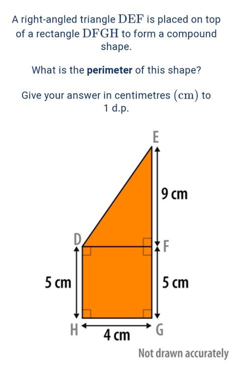 Solved A Right Angled Triangle Def Is Placed On Top Of A Rectangle Dfgh To Form A Compound