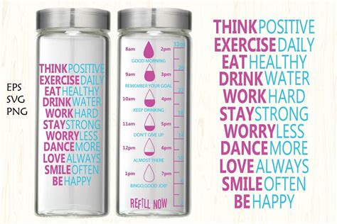 Water Tracker Svg Goal Marked Water Tracker Water Bottle Measurementssvg Cut Files For Cricut