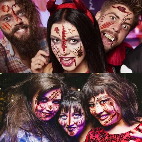 halloween fake scars tattoosmen adults womenkids zombie makeup