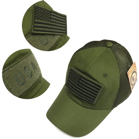 Military Army Green Usa Flag Patch Mesh Baseball Hat Cap Adjustable