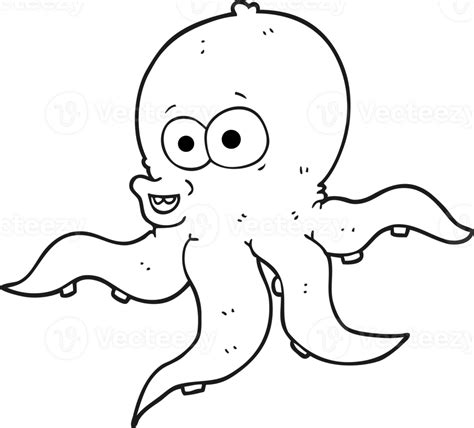 Hand Drawn Black And White Cartoon Octopus 45225557 Png