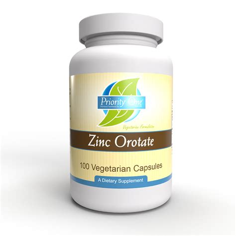 Zinc Orotate Capsules 100 Count Vegetarian Priority One