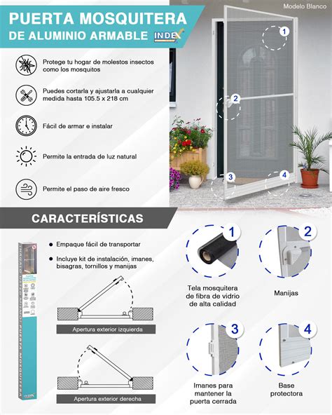 Puerta Mosquitera Armable De Aluminio Blanco X M The Home