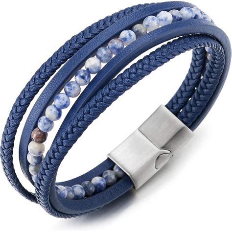 L Gant Et Tendance Avec Le Bracelet En Cuir Tress Bleu