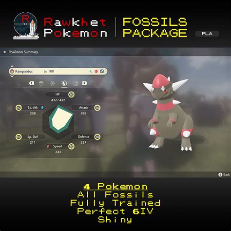 Fossils Package 4x 6iv Shiny Alpha Pokemon Legends Arceus